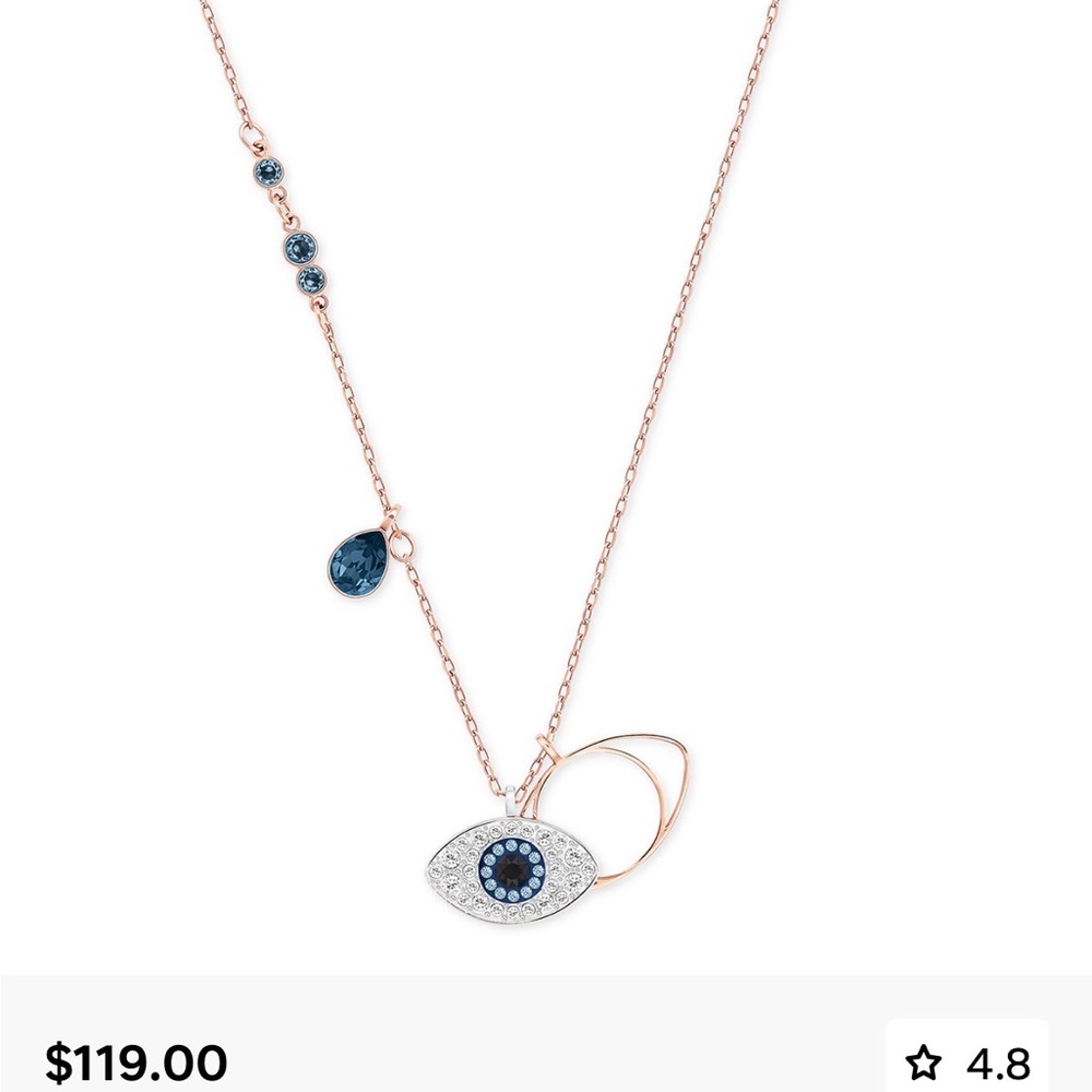 Swarovski Blue and Silver Eye Pendant Necklace